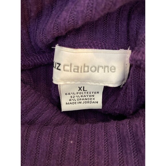 Liz Claiborne Womens Sweater Plus Sz XL Turtleneck Plum Purple Ribbed Fuzzy Knit - Picture 8 of 12